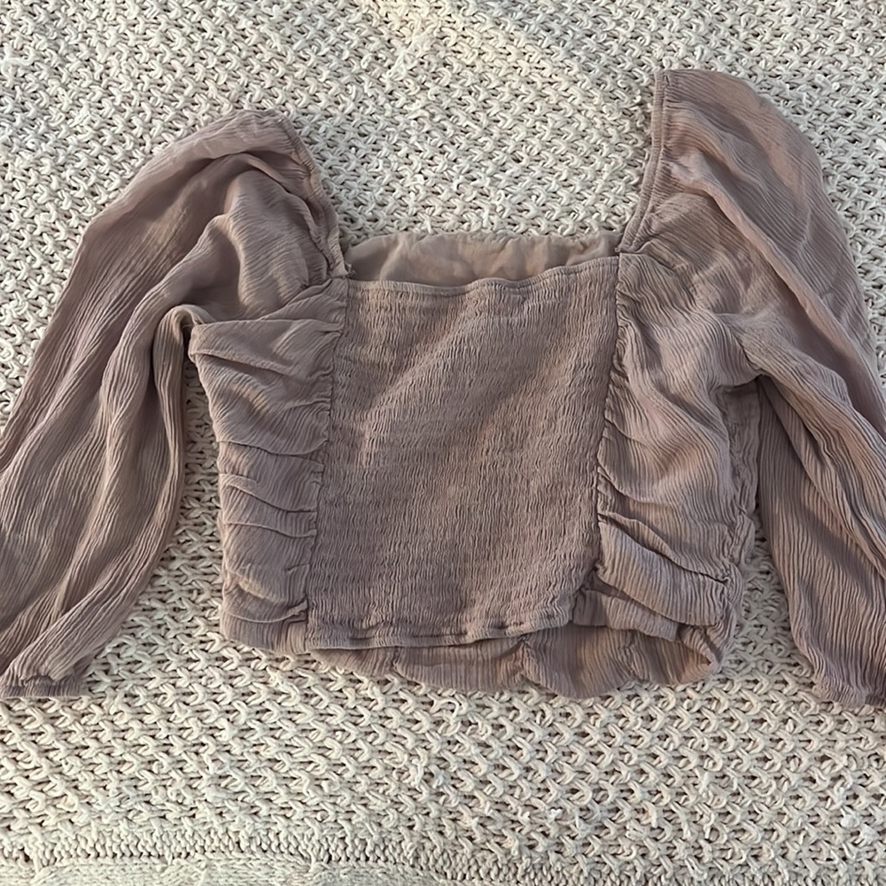Pink Ruched Cropped Blouse - Picture 2 of 2